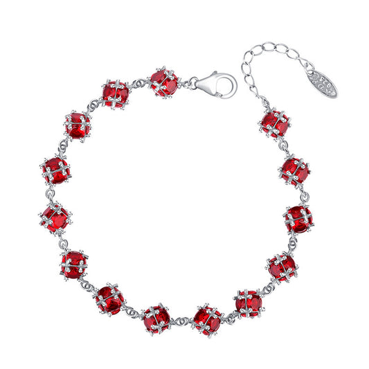 S925 Glazed Inlaid Red Zirconium Bracelet