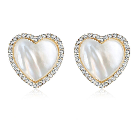 18k Gold Mother-Of-Pearl Heart Earrings