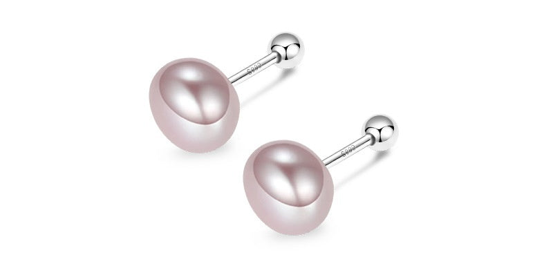 S925 Freshwater Ball Screw Earrings