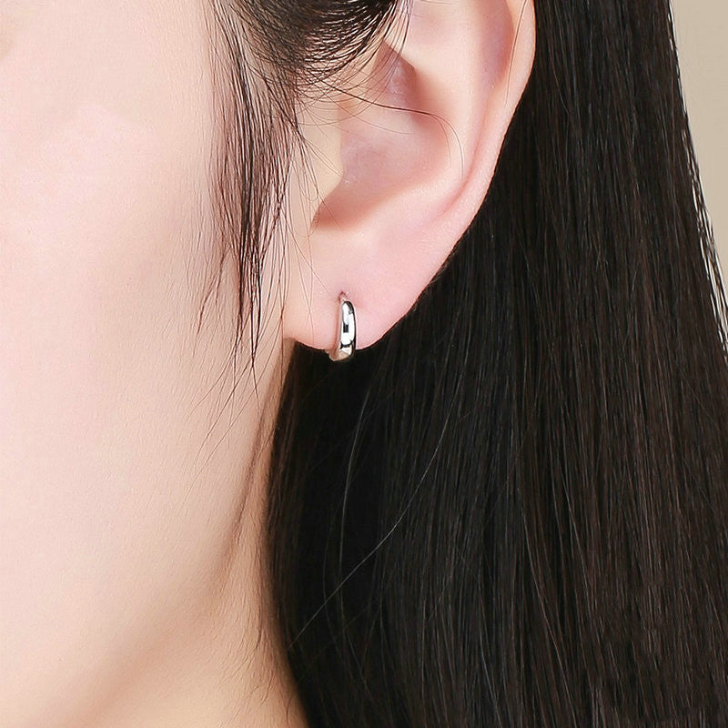 925 Silver Bamoer Shiny Small Hoop Earrings