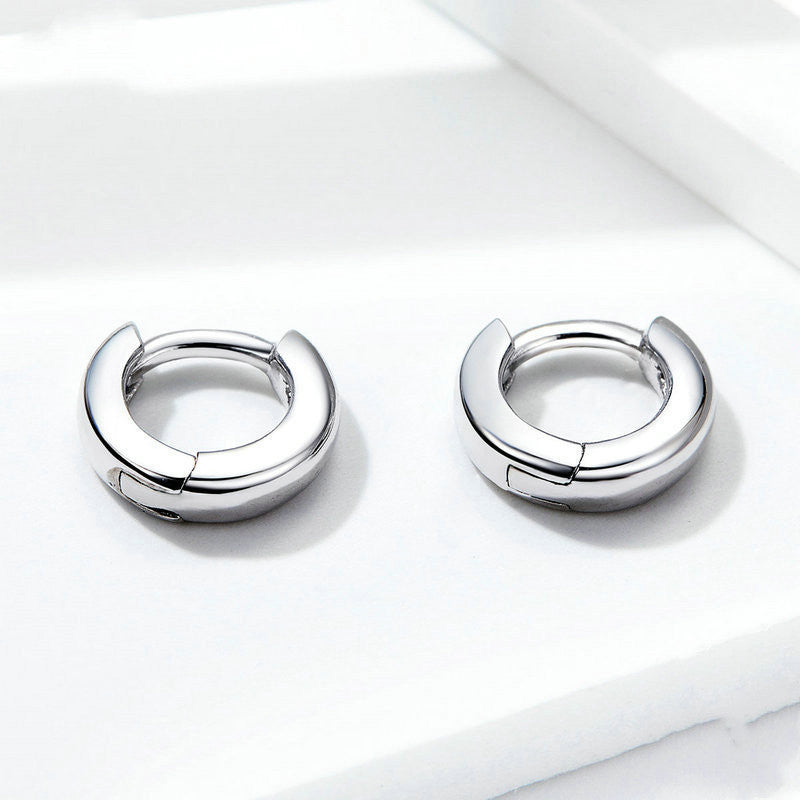 925 Silver Bamoer Shiny Small Hoop Earrings