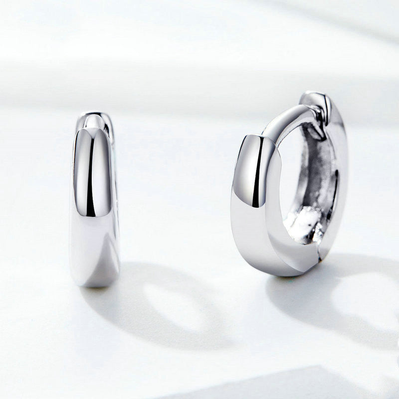 925 Silver Bamoer Shiny Small Hoop Earrings
