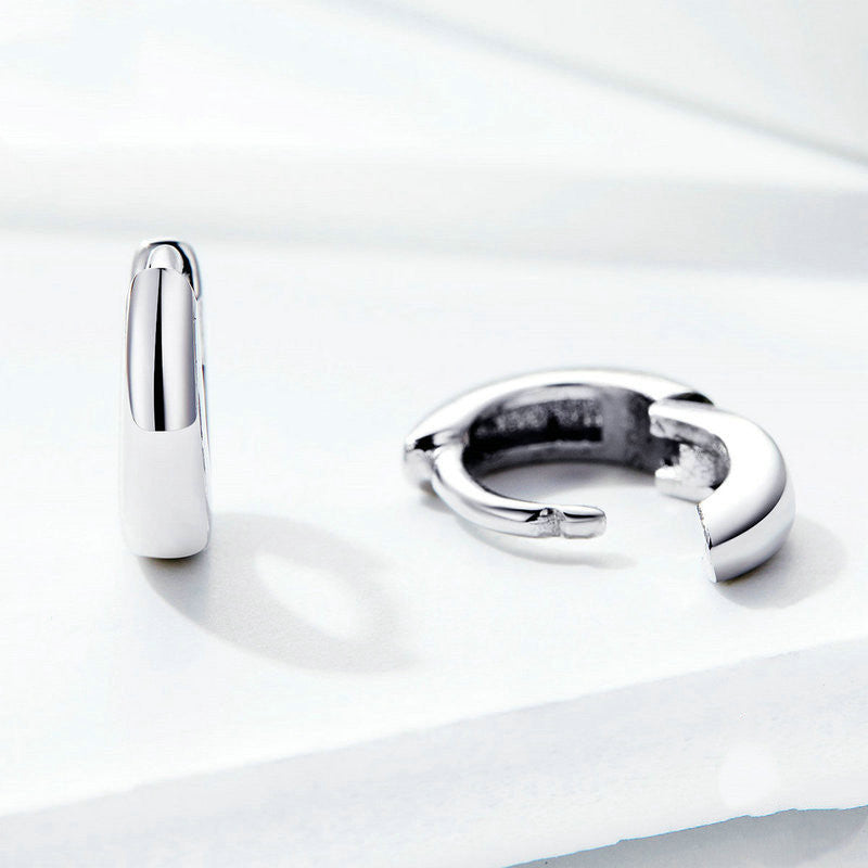 925 Silver Bamoer Shiny Small Hoop Earrings