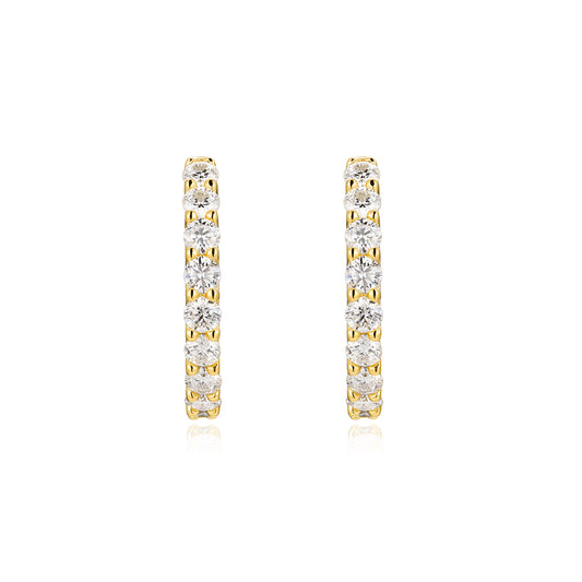 24K Shared-Prong Moissanite Hoops Earrings