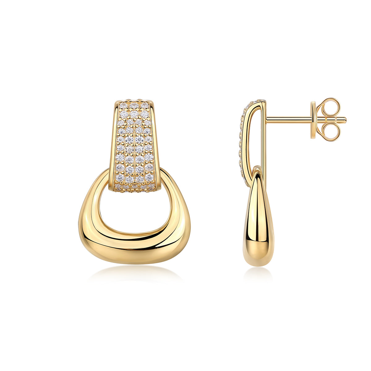 24k Moissanite Geometric Drop Earrings