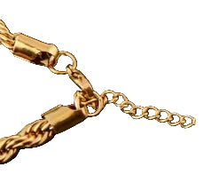Gold chain with a clasp on a white background
