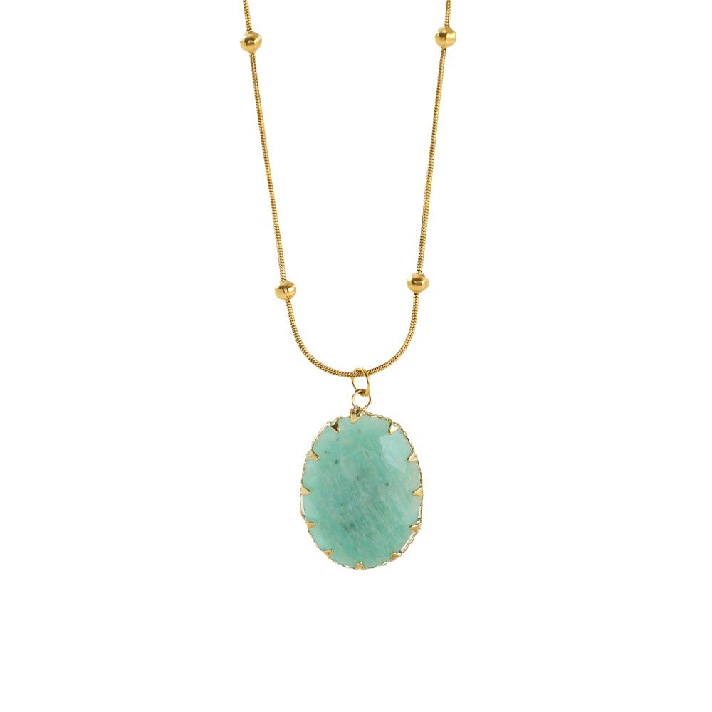 18K Oval Turquoise Necklace