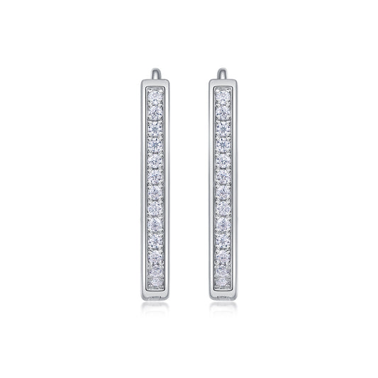 S925 Platinum Diamond-Paved U-Hoop Earrings