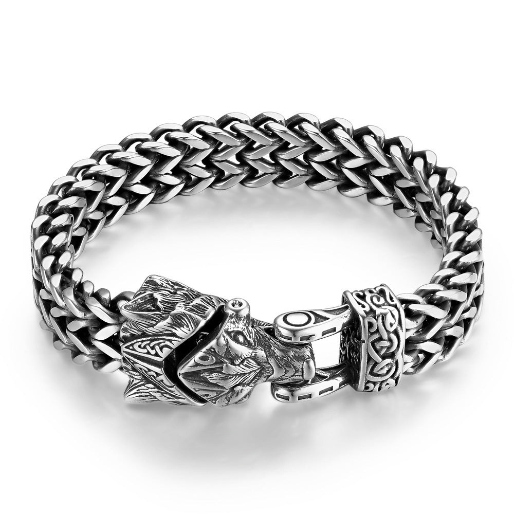 Titanium Men's Vintage Viking Animal Head Bracelet
