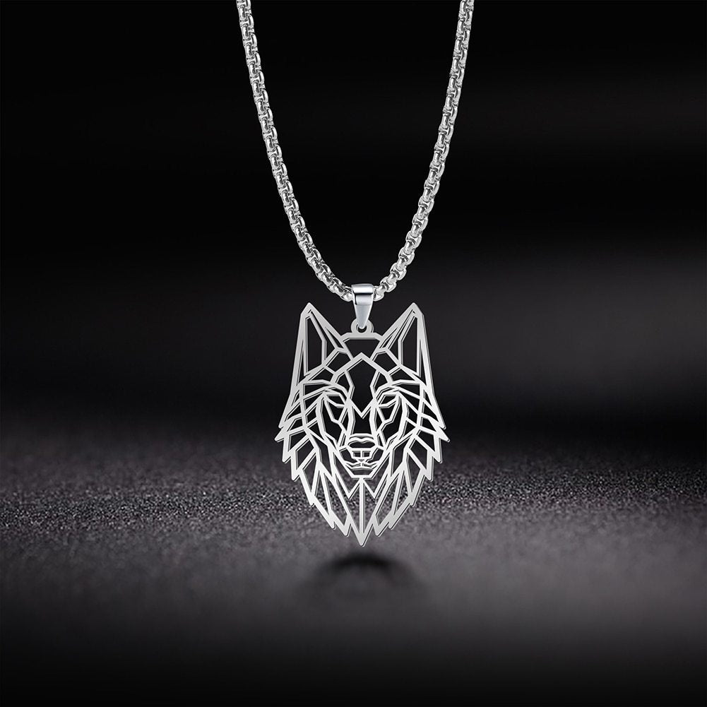 Stainless Steel Clavic Sweater Chain & Hollow Wolf Pendant