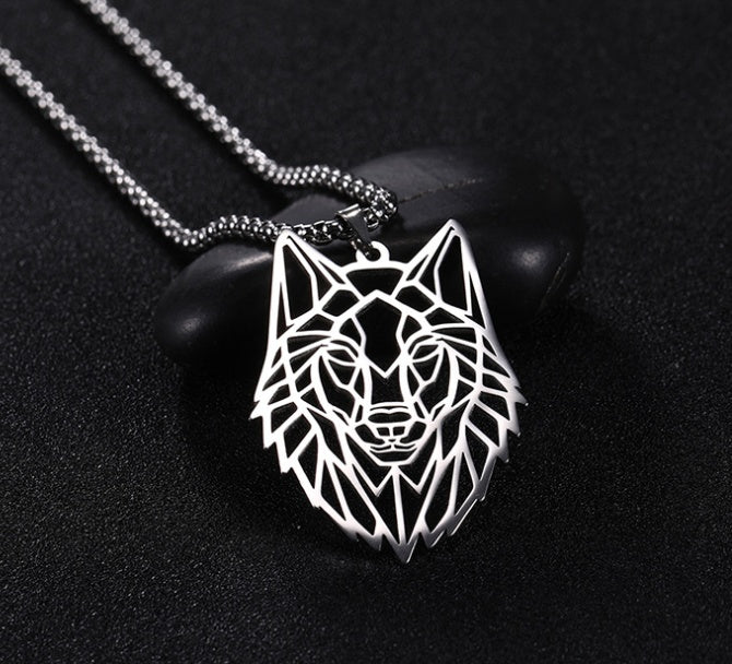 Stainless Steel Clavic Sweater Chain & Hollow Wolf Pendant