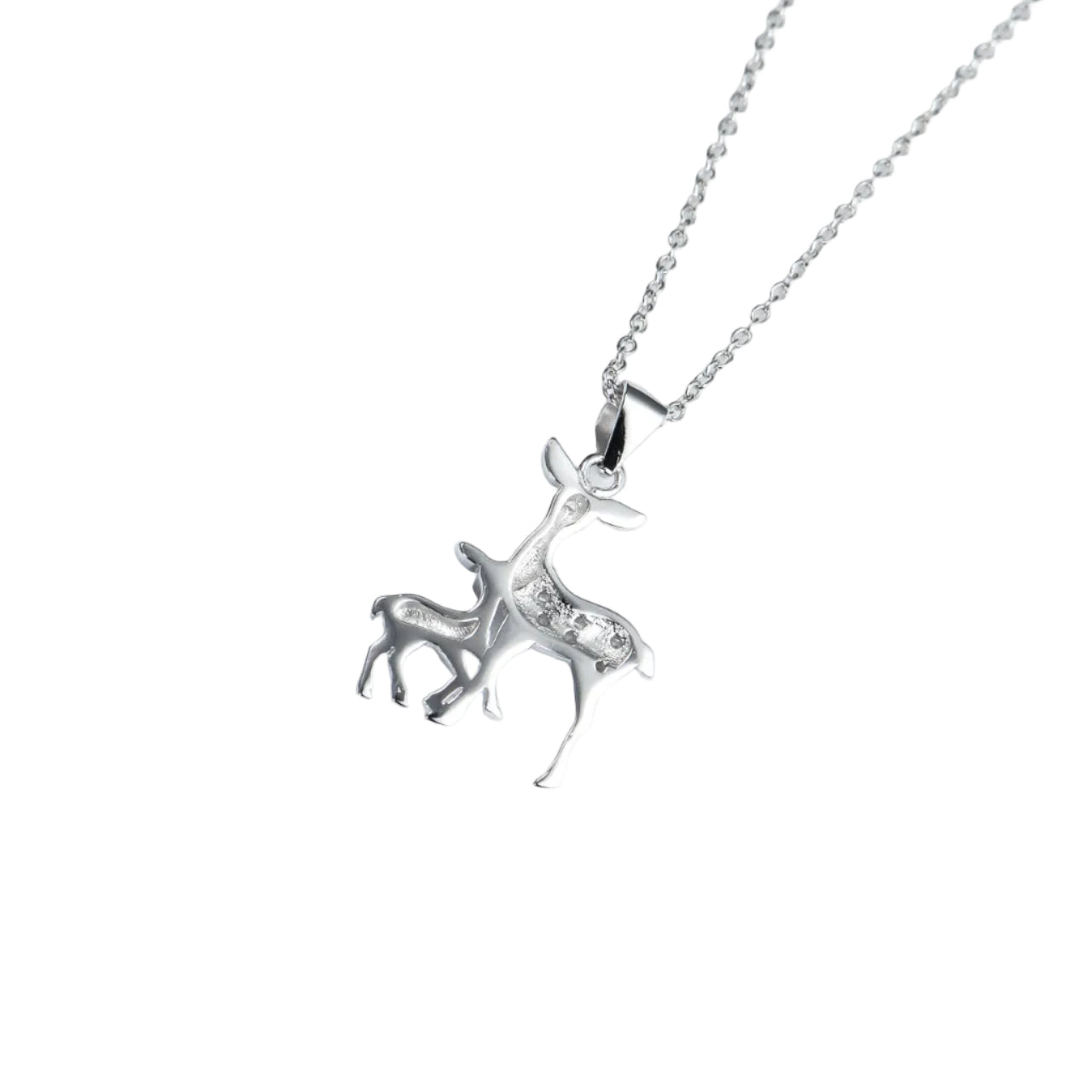 S925 Silver Fawn & Deer Necklace