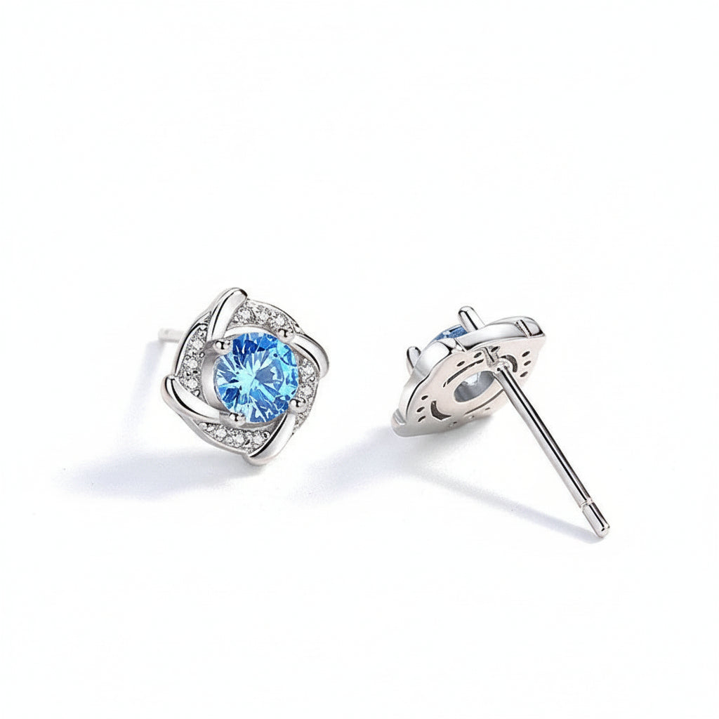 S999 Platinum Blue Windmill Diamond Earrings