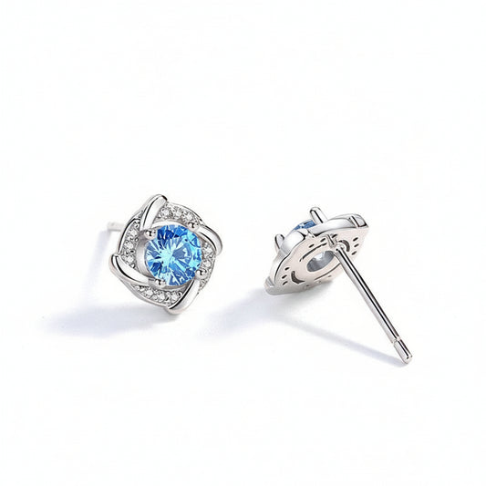S999 Platinum Blue Windmill Diamond Earrings