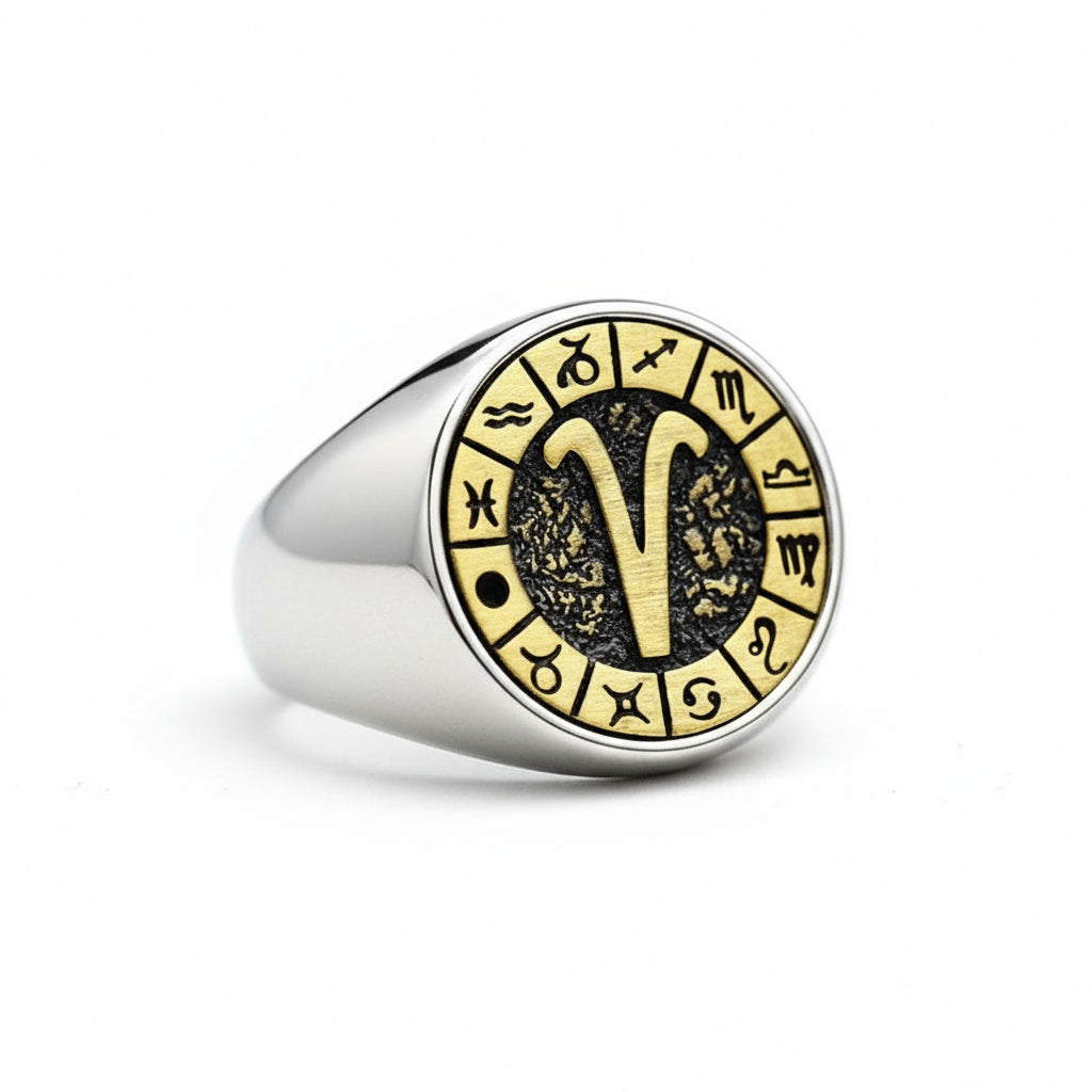 Men's Twelve Signs Of The Zodiac Constellation Ring