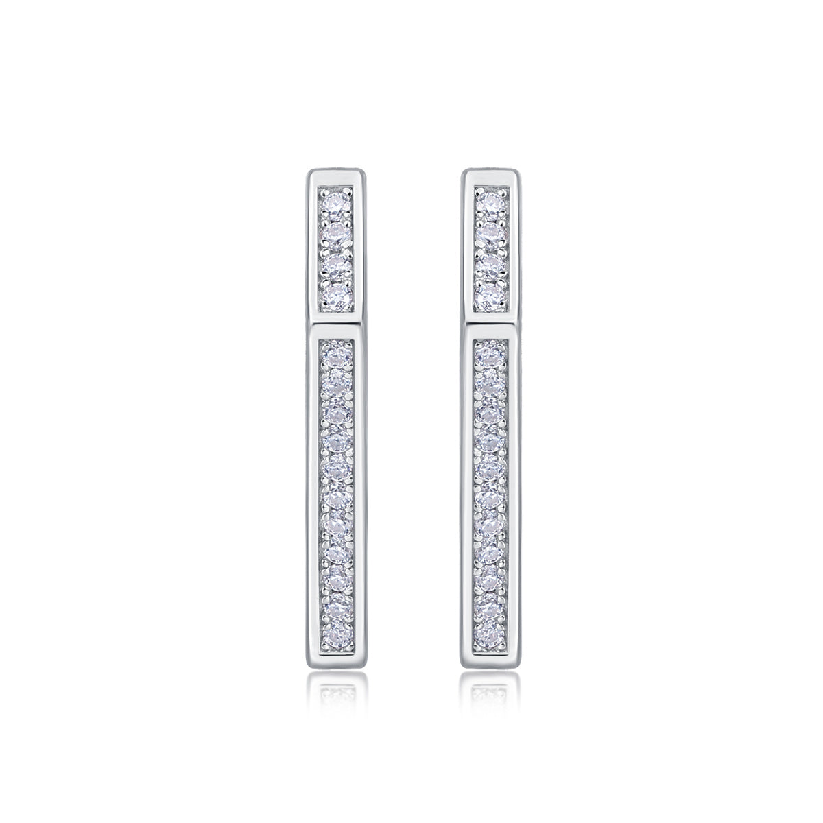 S925 Diamond Platinum Geometric Triangle Earrings