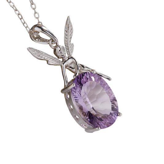 S925 Silver Fairy Natural Amethyst Necklace