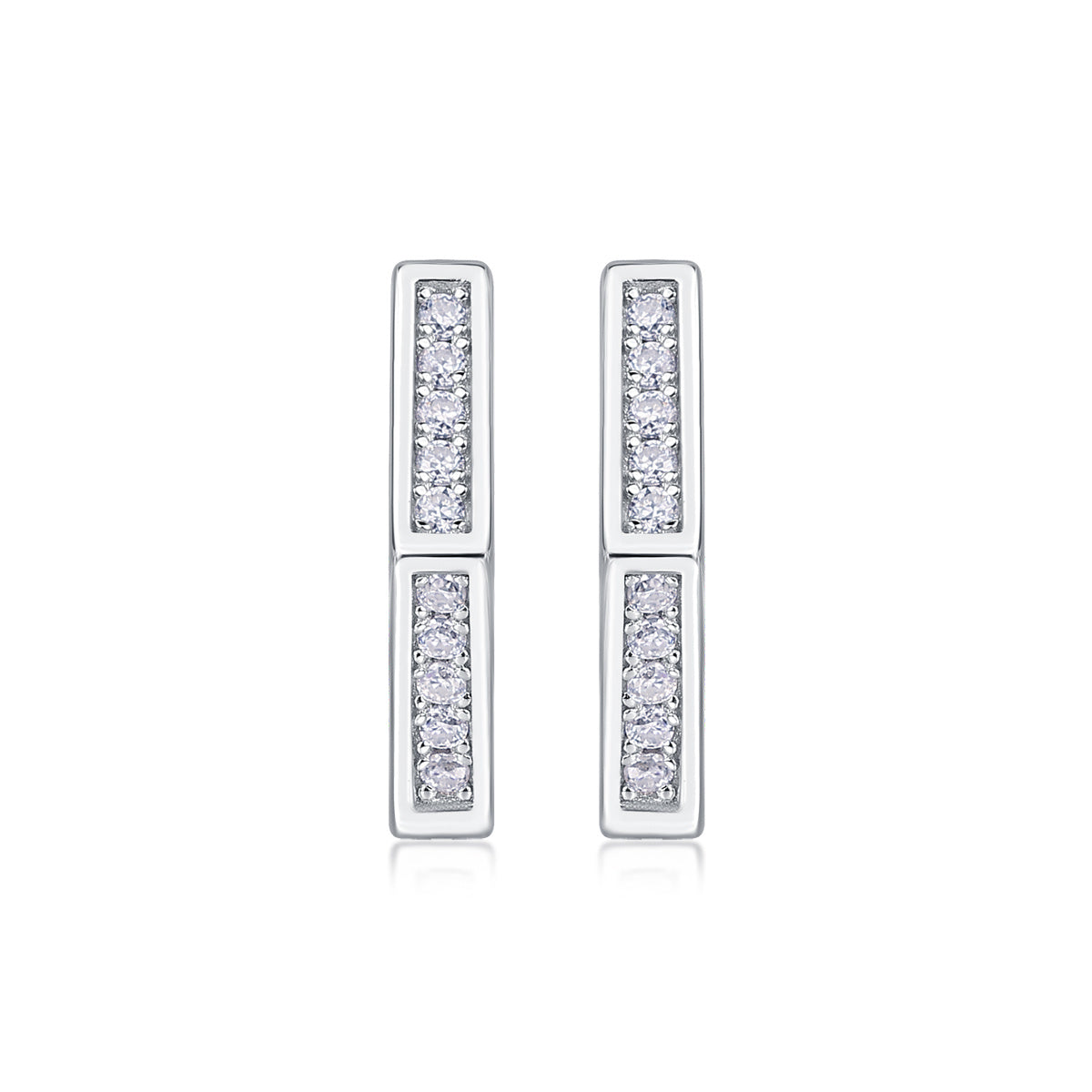 S925 Platinum Diamond Hexagon Earrings