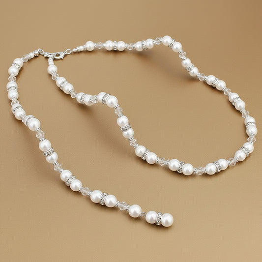 Handmade Pearl Crystal Backdrop Necklace