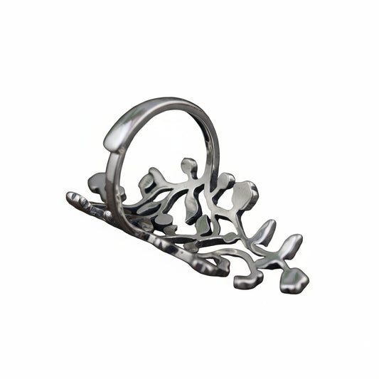 S925 Elongated Olive Branch Ring