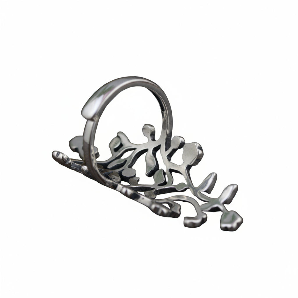 Anillo de rama de olivo alargada S925