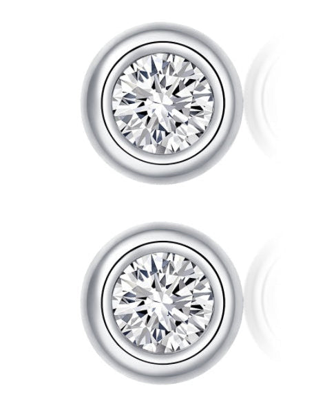 Inlaid Moissanite Round Necklace or Studs