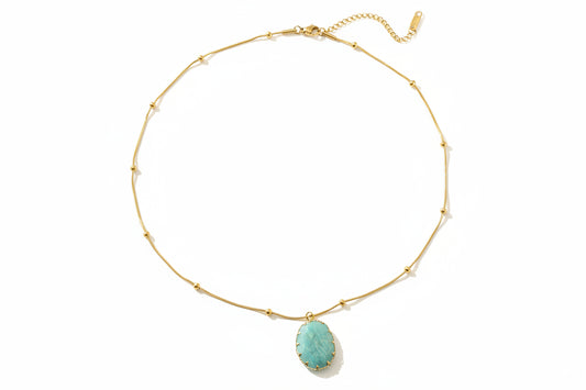 18K Oval Turquoise Necklace