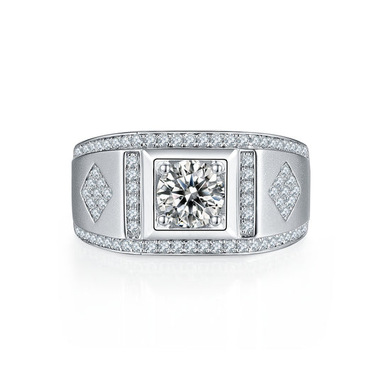 Men's 1-ct Moissanite Platinum Signet