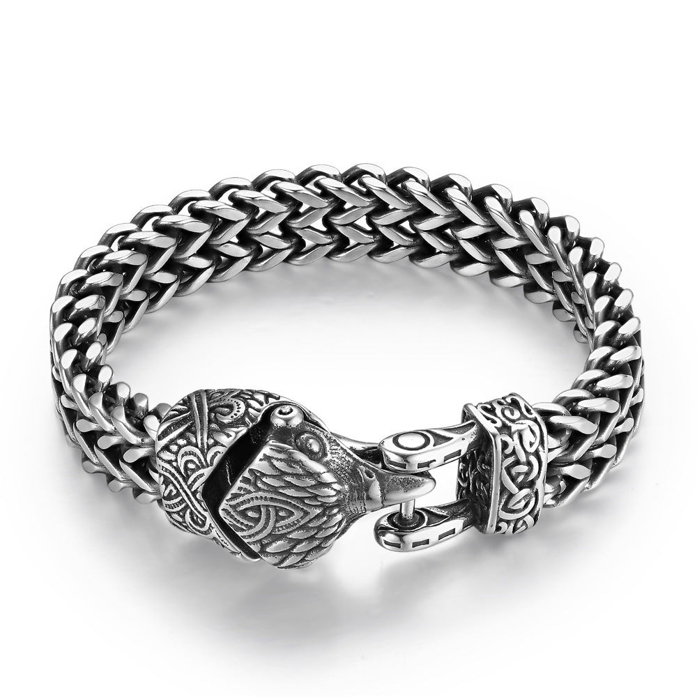 Titanium Men's Vintage Viking Animal Head Bracelet