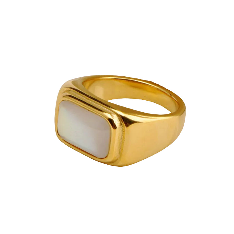 18K Gold Mother-Of-Pearl Signet Ring