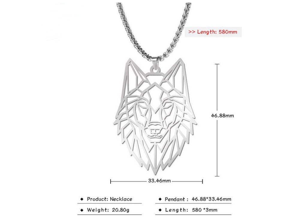 Stainless Steel Clavic Sweater Chain & Hollow Wolf Pendant