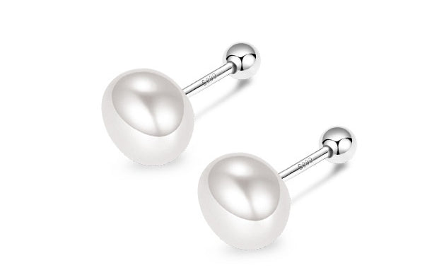 S925 Freshwater Ball Screw Earrings