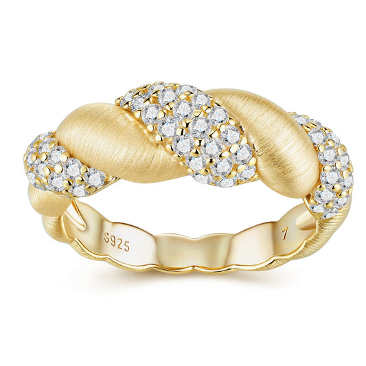 Gold Tengman Brushed Diamond Twist Ring