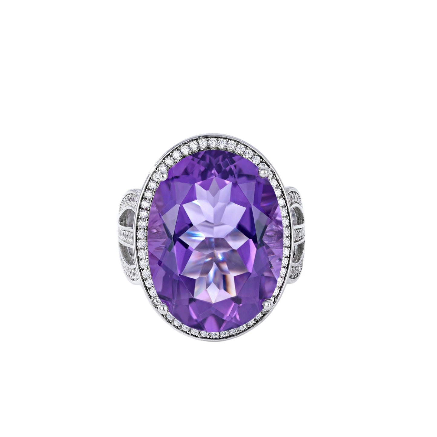 S925 Amethyst Split Shank Ring