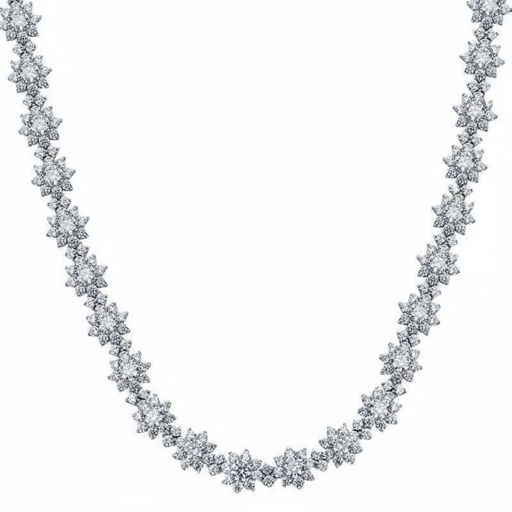 S925 Silver Diamond Sunflower Collarbone Necklace