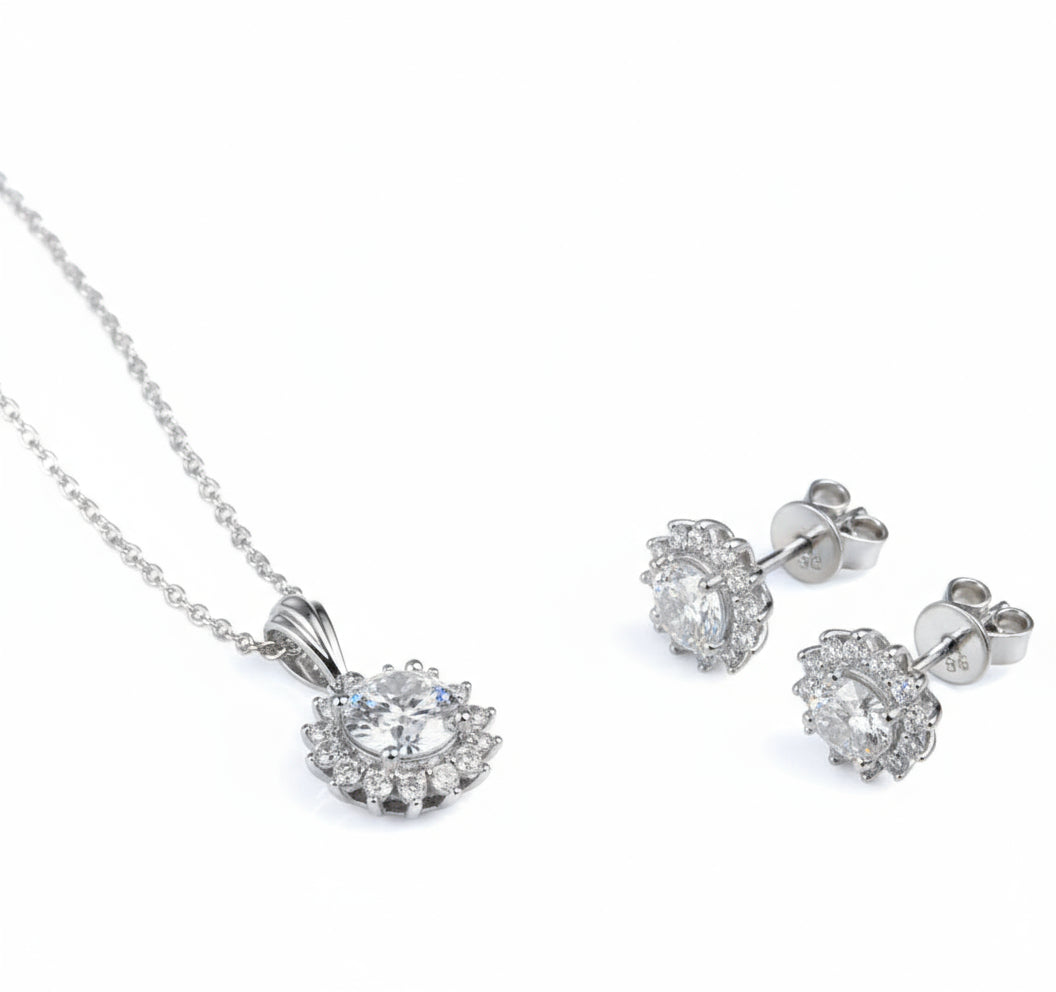 S925 Diamond Sun Flower Bracelet, Earrings, Necklace or Set