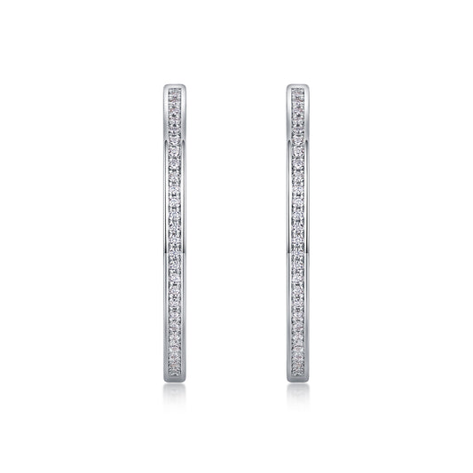 Platinum Inside-Out Channel Set Moissanite Hoop Earrings