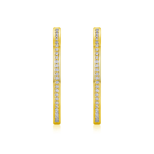 24k Inside-Out Channel Set Moissanite Hoop Earrings
