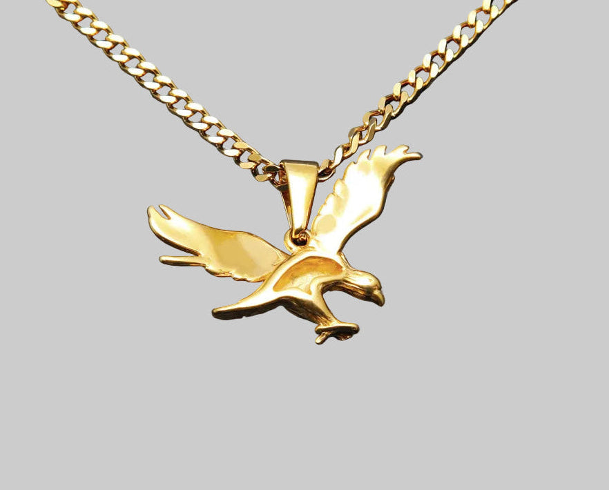 20k Gold Cuban Chain & Eagle Pendant