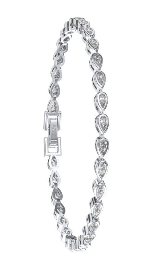 14K Gold Diamond Teardrop-Link Bezel Set Tennis Bracelet