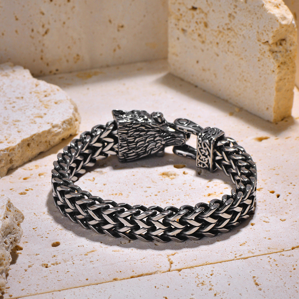 Titanium Men's Vintage Viking Animal Head Bracelet