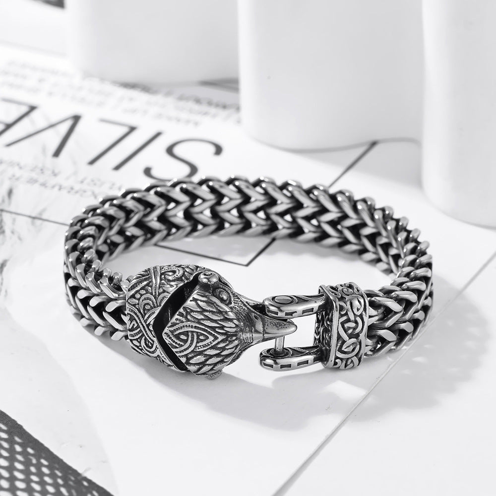 Titanium Men's Vintage Viking Animal Head Bracelet