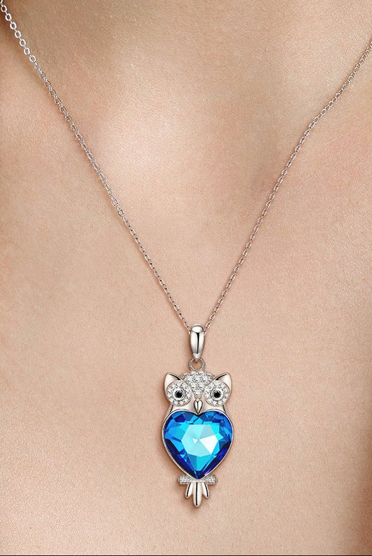 S925 Blue Owl Crystal Zirconia Necklace
