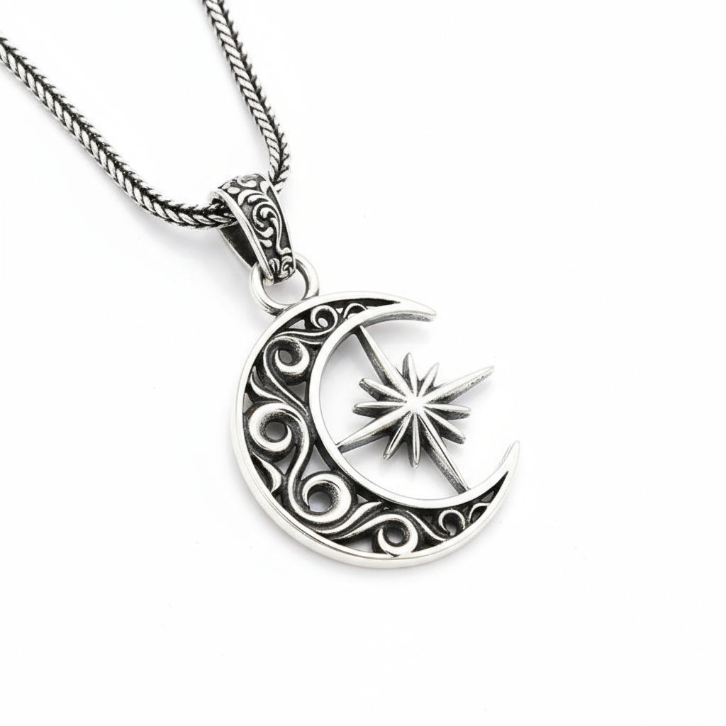 S925 Moon Asterism Necklace