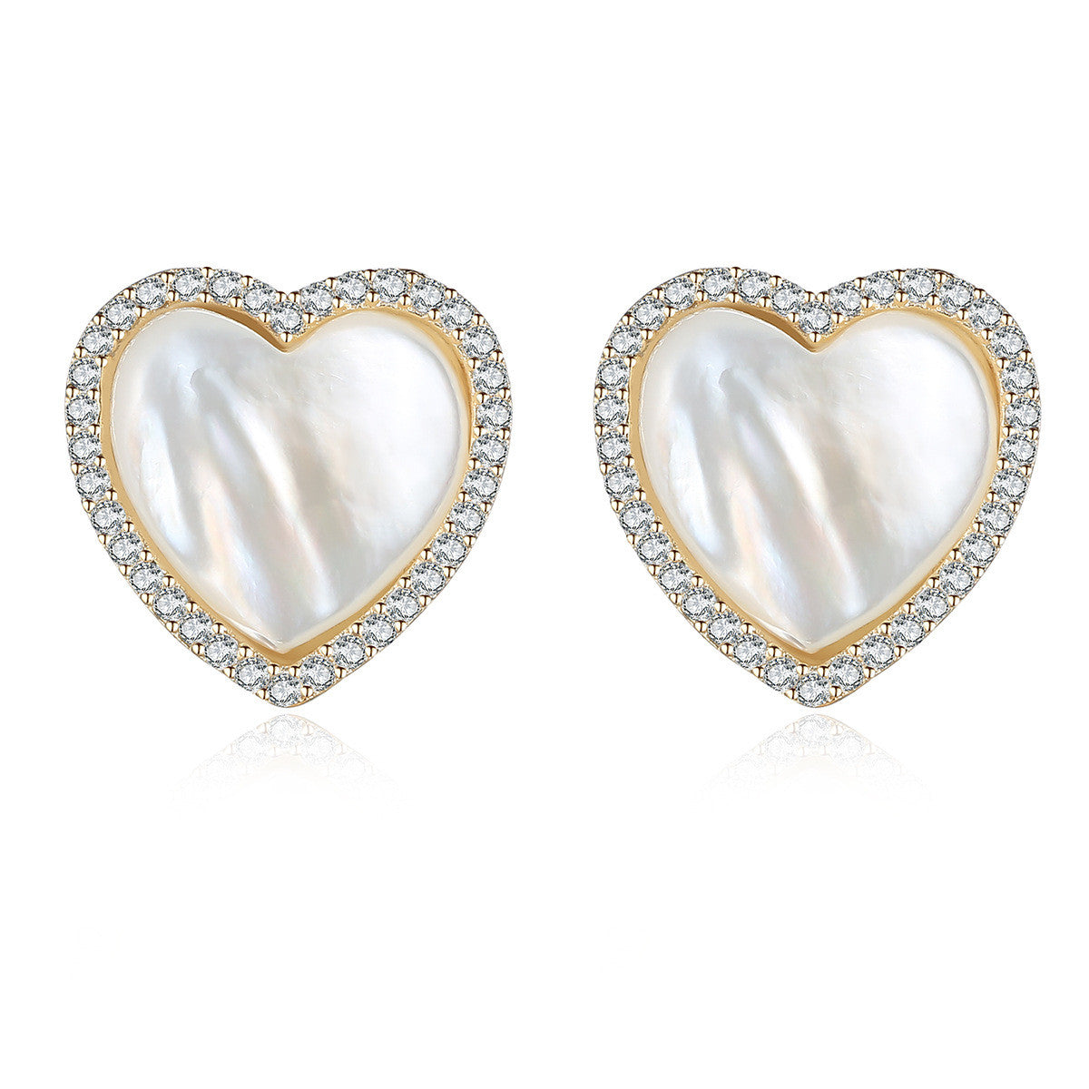 18k Gold Mother-Of-Pearl Heart Earrings
