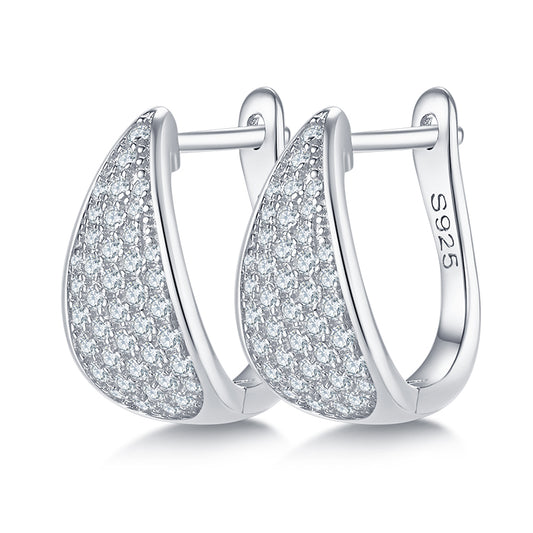 Platinum Teardrop Pavé Moissanite Hoop Earrings