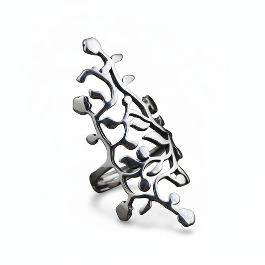 S925 Elongated Olive Branch Ring