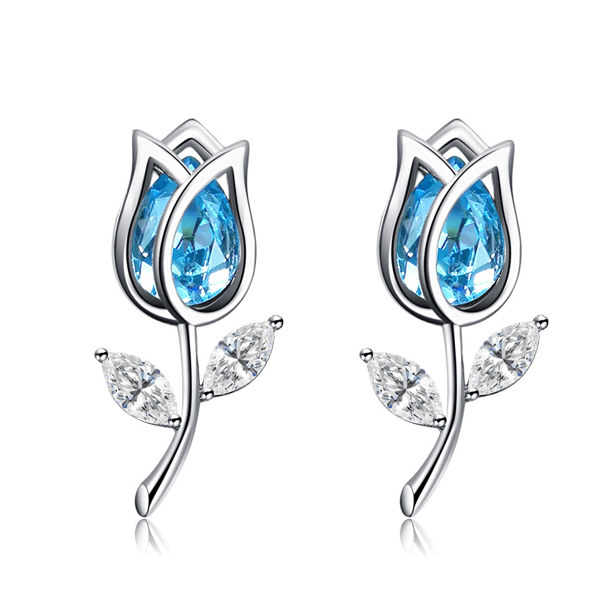 925 Silver Rose Crystal Earrings