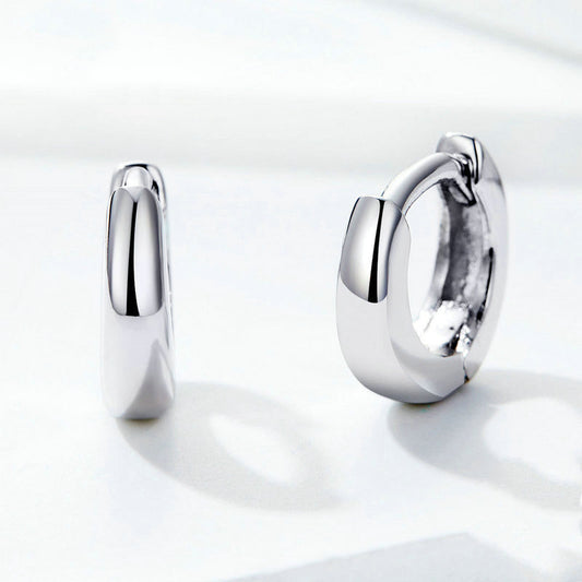 925 Silver Bamoer Shiny Small Hoop Earrings