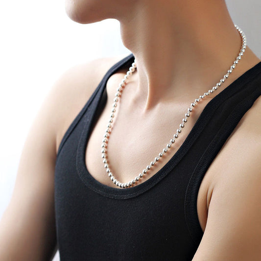 925 Silver Necklace with Round Beads